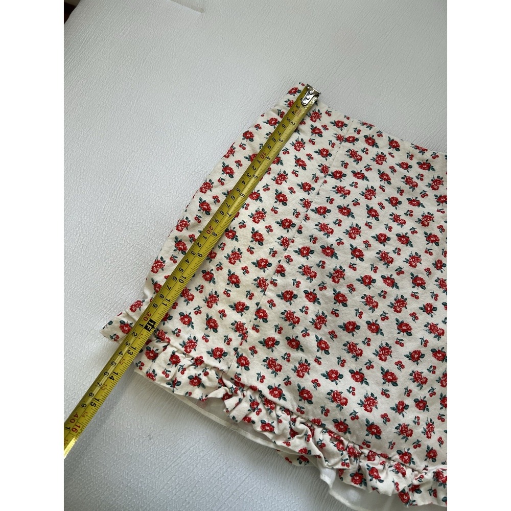 ZARA Floral Mini Skirt Women Large Ruffle Hem Cottagecore Y2K Aesthetic Boho Era - Picture 6 of 8
